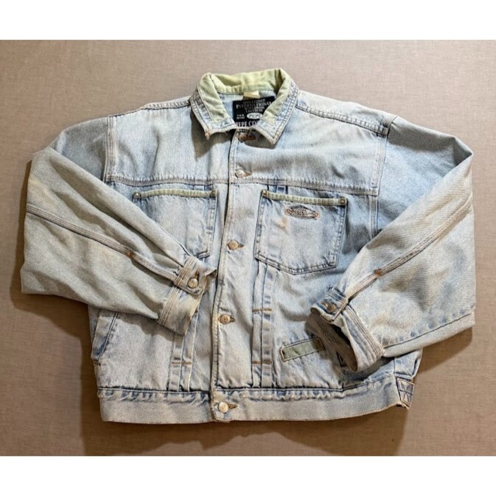 Vintage Pepe CO Trucker Jacket Women XL Blue Denim Button Light Wash Long Sleeve
